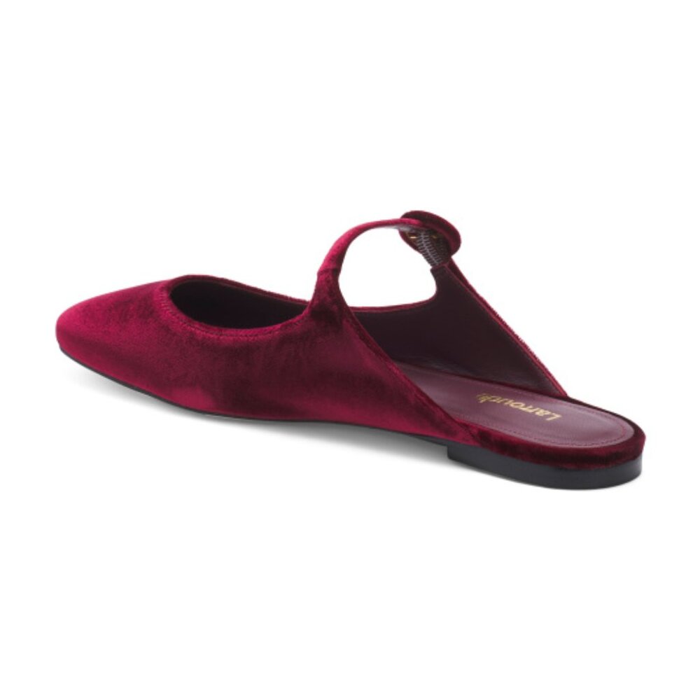 Larroudé Blair Mule Ballet Flat In Wine Velvet - Picture 2 of 11